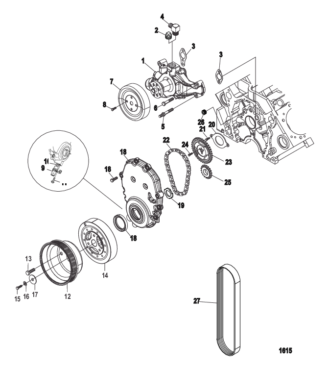 Front Cover and Circulating Pump