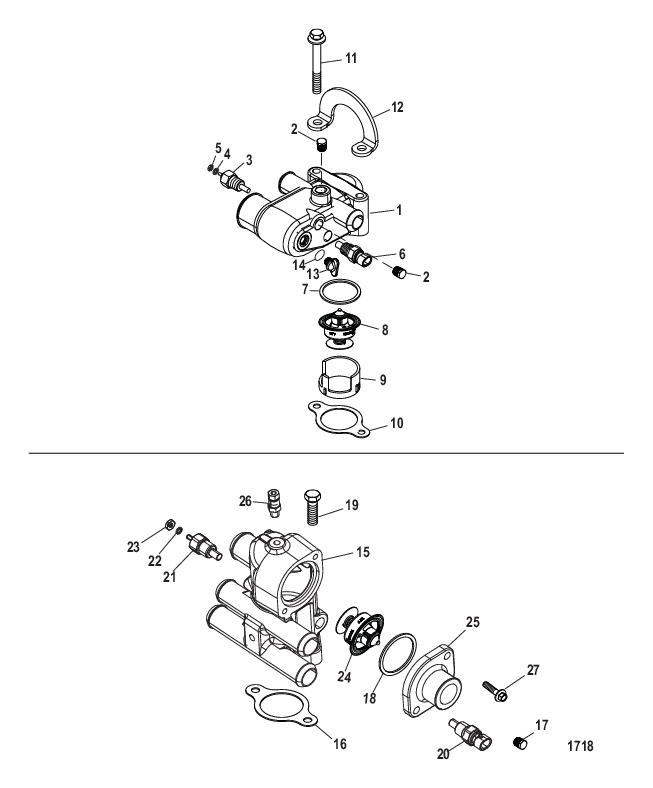 Thermostat and Housing (Single and 3 Point Drain)