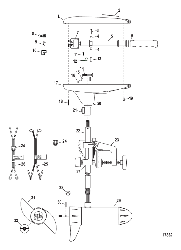 Двигатель для тралового лова в сборе (Модель T25) (12 В)