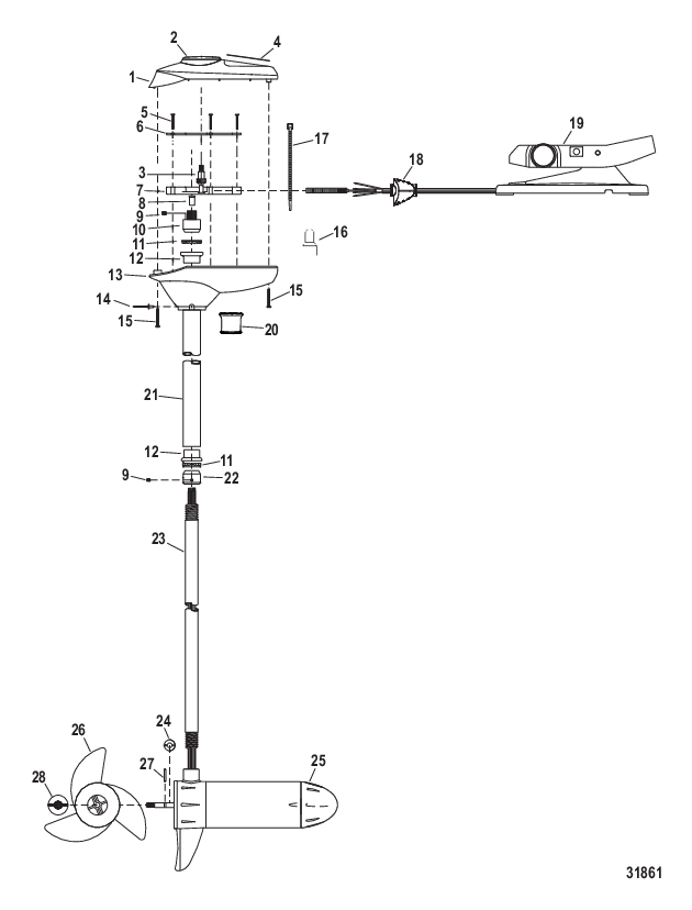 Двигатель для тралового лова в сборе (Модель FW36FT) (12 В)