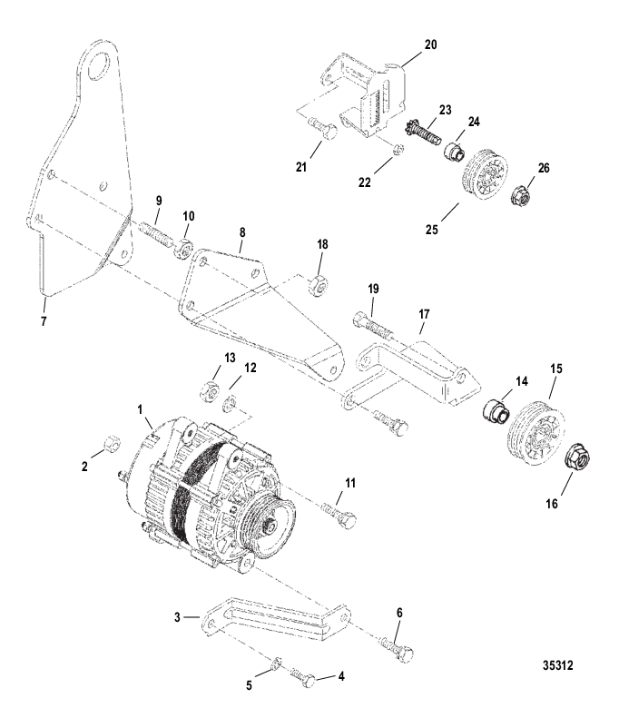 ALTERNATOR (DELCO) & BRACKETS (0L619000 & UP)