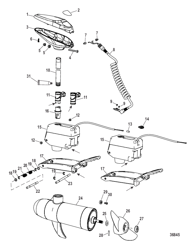 Двигатель для тралового лова в сборе (Модели для соленой воды)(конструкция I)