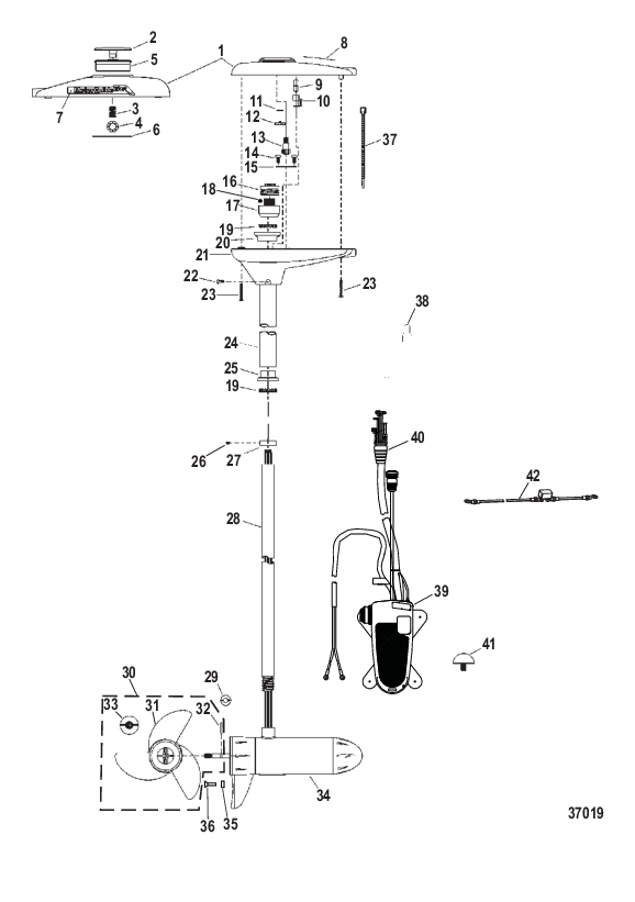 Двигатель для тралового лова в сборе (TR109LFBD) (36 В)