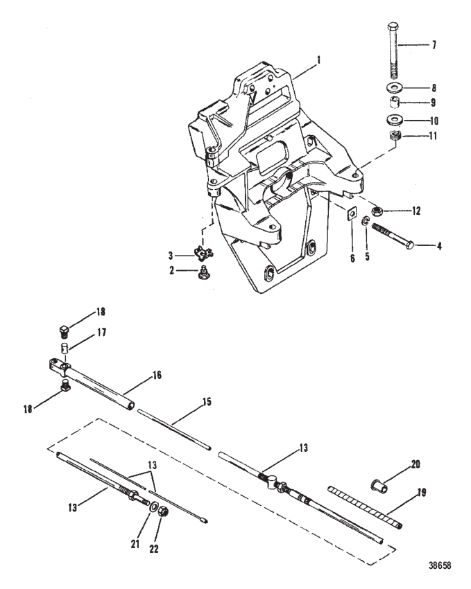 TRANSOM PLATE AND SHIFT CABLE