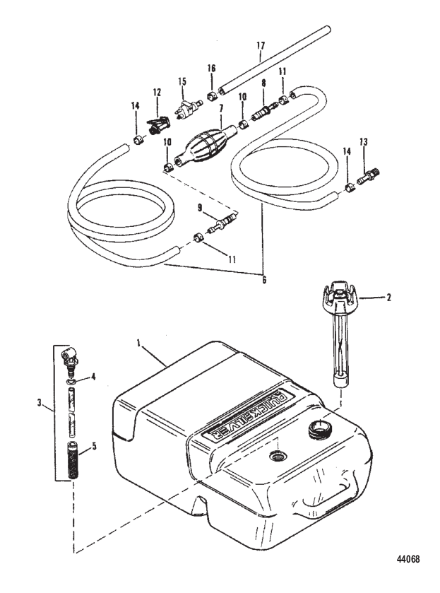 Топливный бак и топливопровод (Пластмассовый – 6.6 галл.)