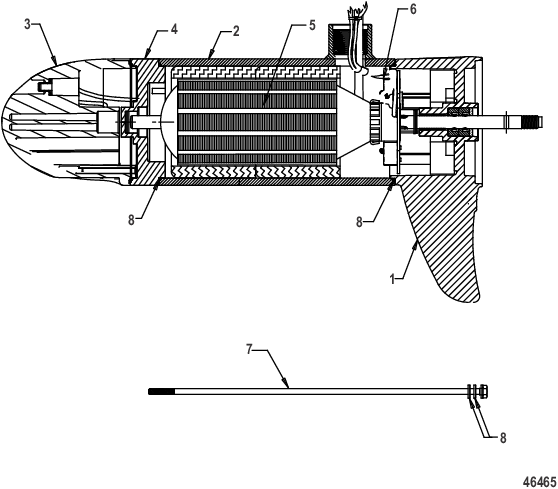 Lower Unit Assembly (FW55 - Variable Sonar)(8M0096747)