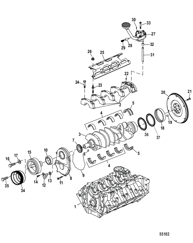 Block Crankshaft, Oil Pump and Front Cover