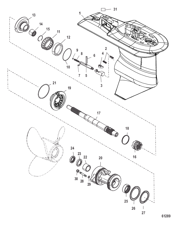 Gear Housing Propeller Shaft - 2.33:1 Gear Ratio