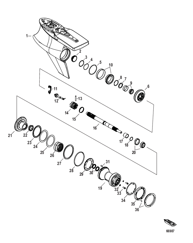 Gear Housing, Prop Shaft-Standard Rotation, Sport Master, 1.60