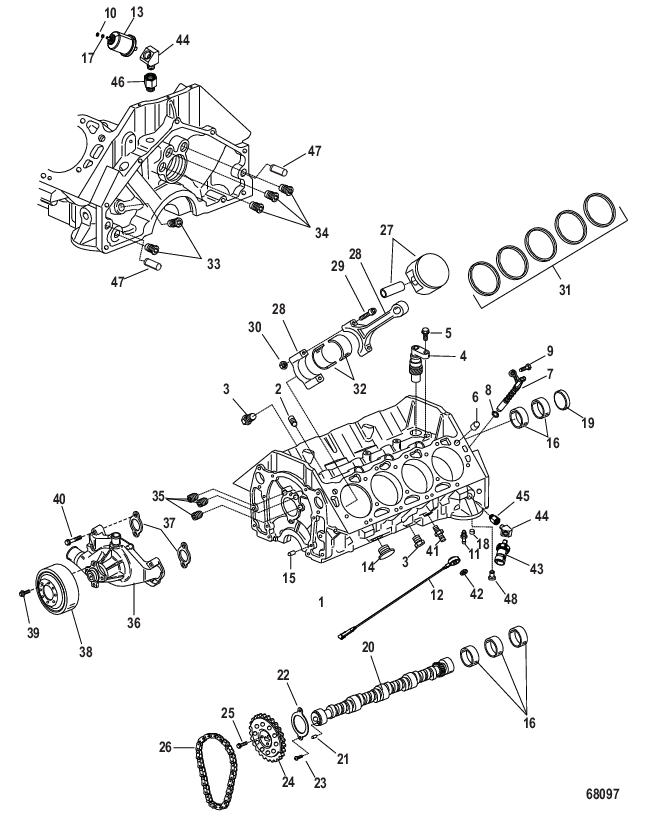 Block Camshaft and Pistons