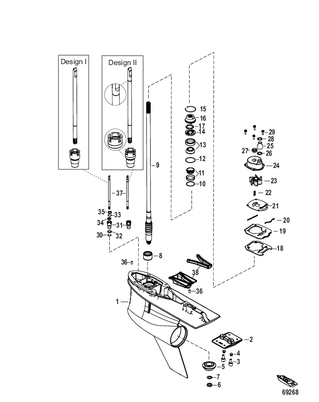 Gear Housing, Driveshaft, 5.44 Torpedo, 1.60