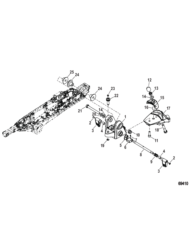 Tiller Handle Rear Bracket Assembly (Mid Mount)