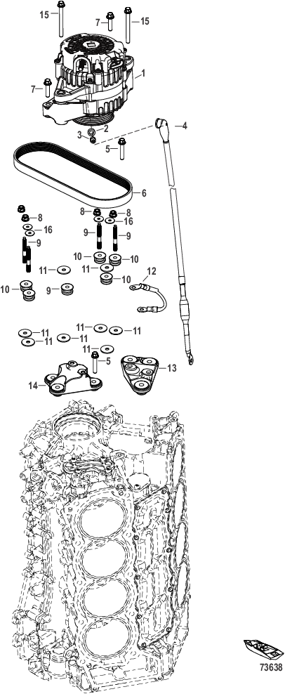 Alternator Mounting/Belt 3B056353 and Up